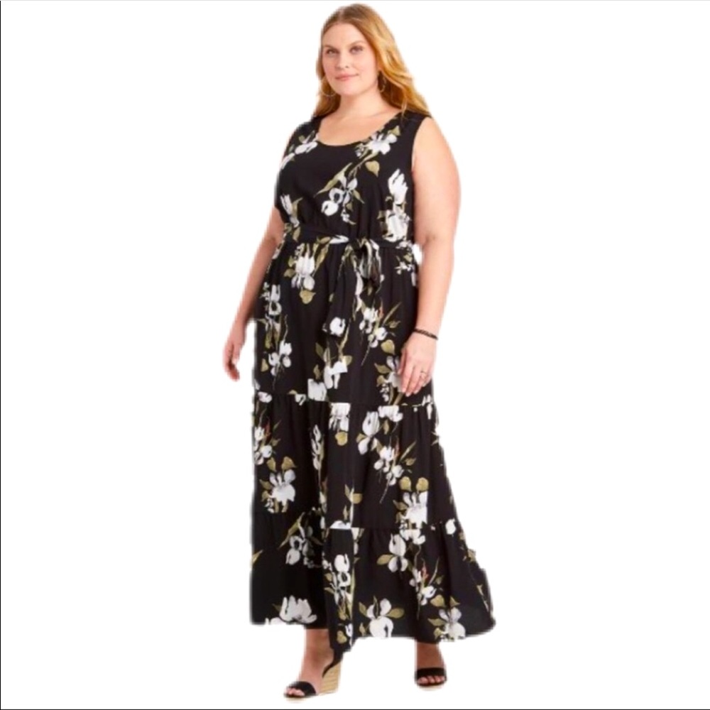 Ava & Viv Floral Sleeveless Tiered Maxi Dress